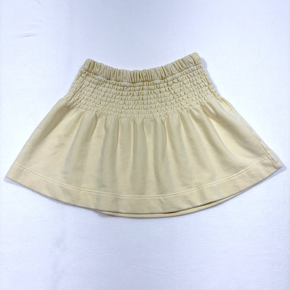 NWT Aerie Feeling Femme Butter Yellow Smocked Mini Skirt Sz S Terry Cloth Swim